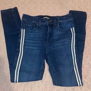 Express Medium Wash High Rise Jeans Striped